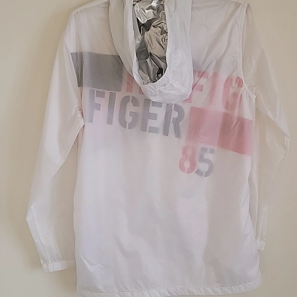 Tommy Hilfiger Boy's White Windbreaker Jacket with Stripes